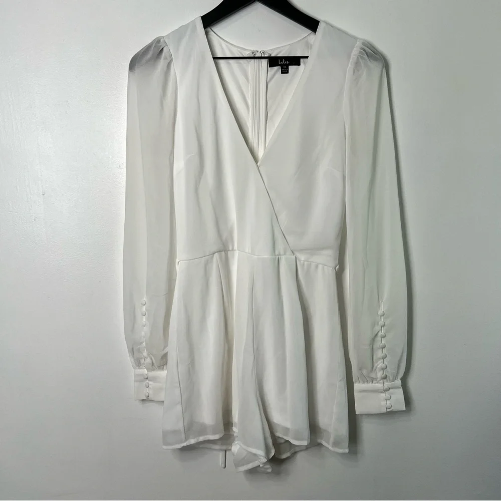 Lulu's Feeling Like a Dream White Chiffon Long Sleeve Romper - Picture 3 of 8